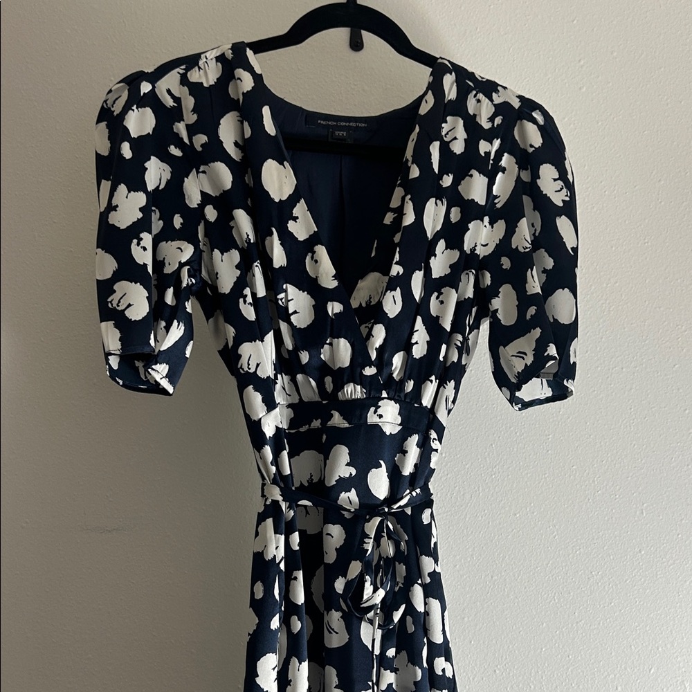 Elegant Navy and White Floral Dress